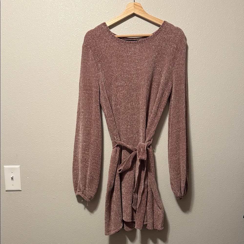 Elegant Knit Tie-Waist Dress